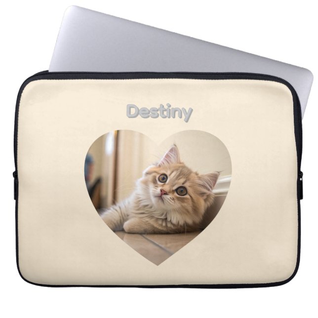 Hjärtformad kattdesign laptop fodral (Framsidan)