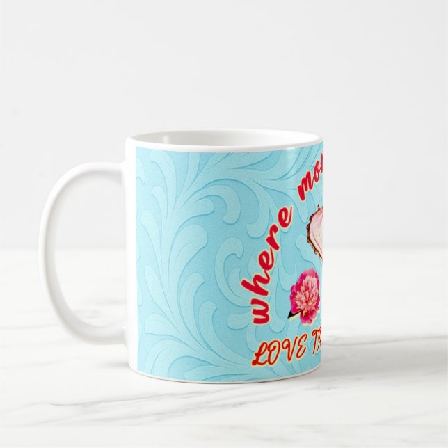 hjärtformad konst kaffemugg (Vänster)
