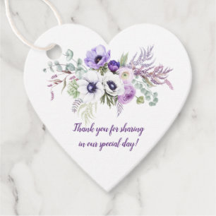 Hjärtformad Lila Lavender White Blommigt Bröllop Gåvor Etiketter