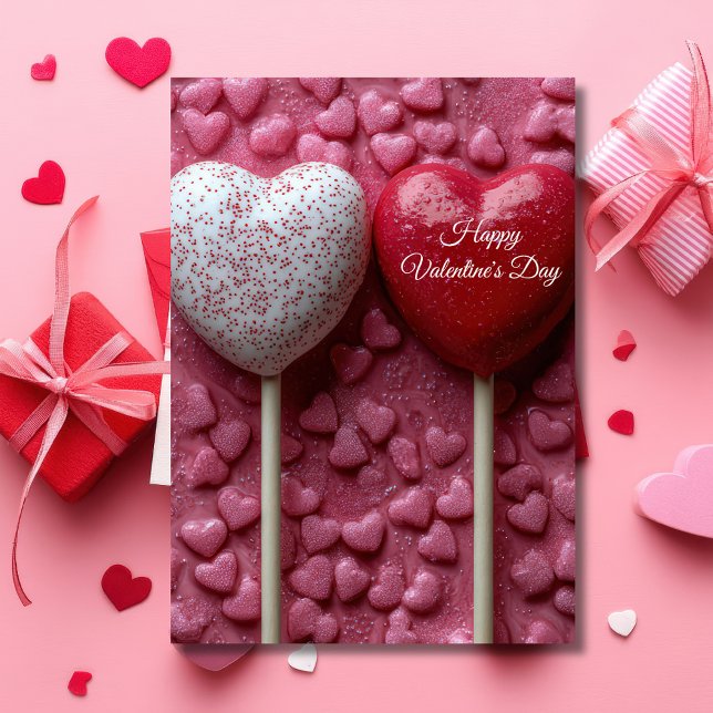 Hjärtformad Lolloi Pops Valentines Hälsning Kort (Skapare uppladdad)