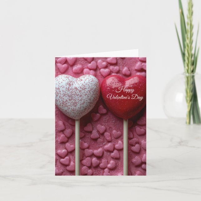 Hjärtformad Lolloi Pops Valentines Hälsning Kort (Framsida)