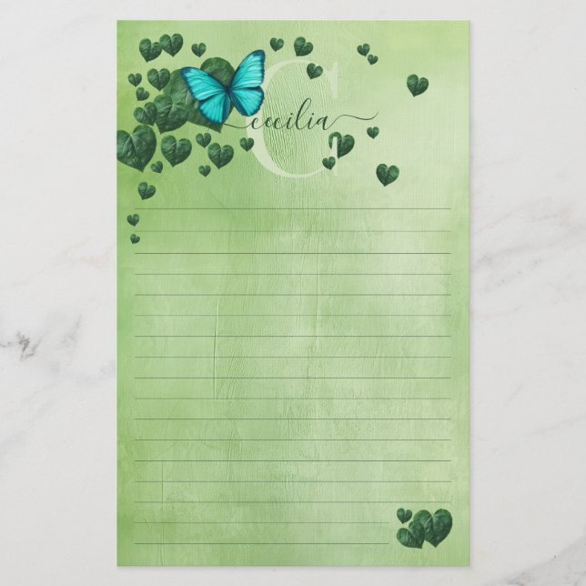 Hjärtformad Löv Bouquet Brevpapper (Framsida)