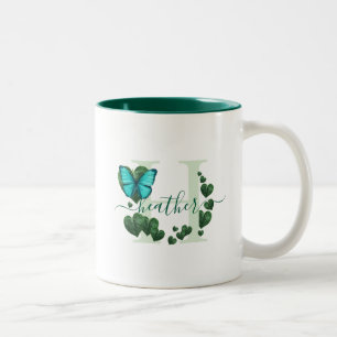 Hjärtformad Löv Bouquet Två-Tonad Mugg