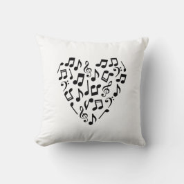 Hjärtformad Musik noter Pillow (ljusbakgrund) Kudde