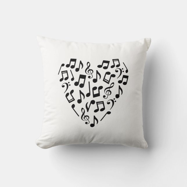 Hjärtformad Musik noter Pillow (ljusbakgrund) Kudde (Framsida)