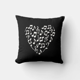 Hjärtformad Musik noter Pillow (Mörkens bakgrund) Kudde