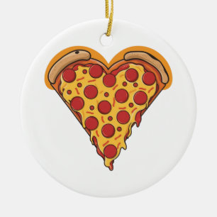 Hjärtformad Pepperoni Pizza Design Julgransprydnad Keramik