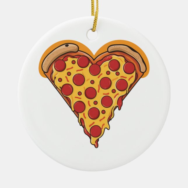 Hjärtformad Pepperoni Pizza Design Julgransprydnad Keramik (Framsidan)