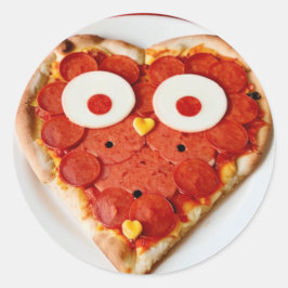 Hjärtformad Pizzadecal - Söt & Rolig Matloverska Runt Klistermärke