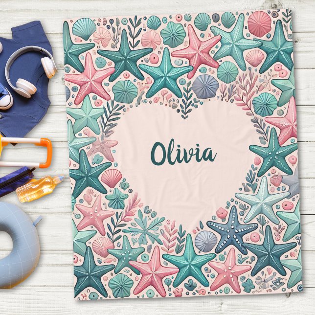 Hjärtformad Ram med färgad stjärtfisk Fleecefilt (Skapare uppladdad)