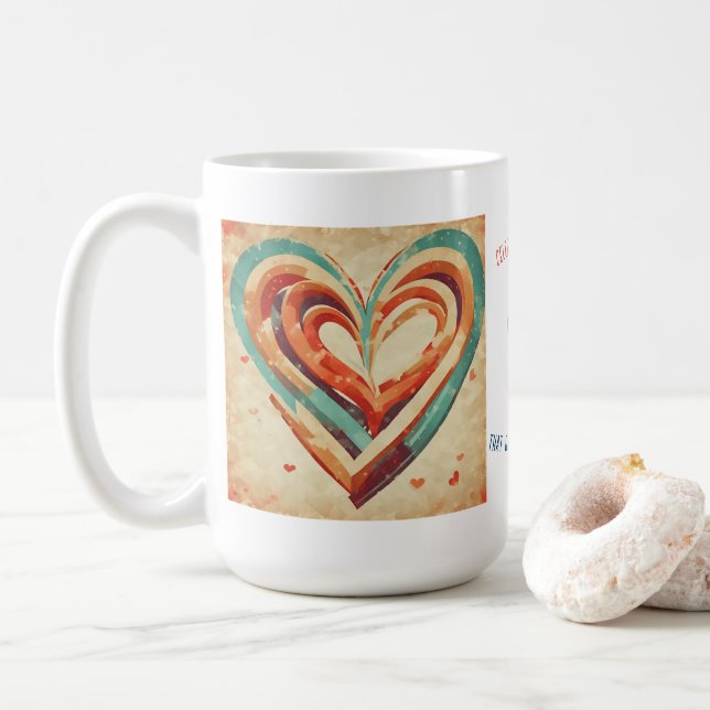 Hjärtformad retro kaffemugg (Med munk)