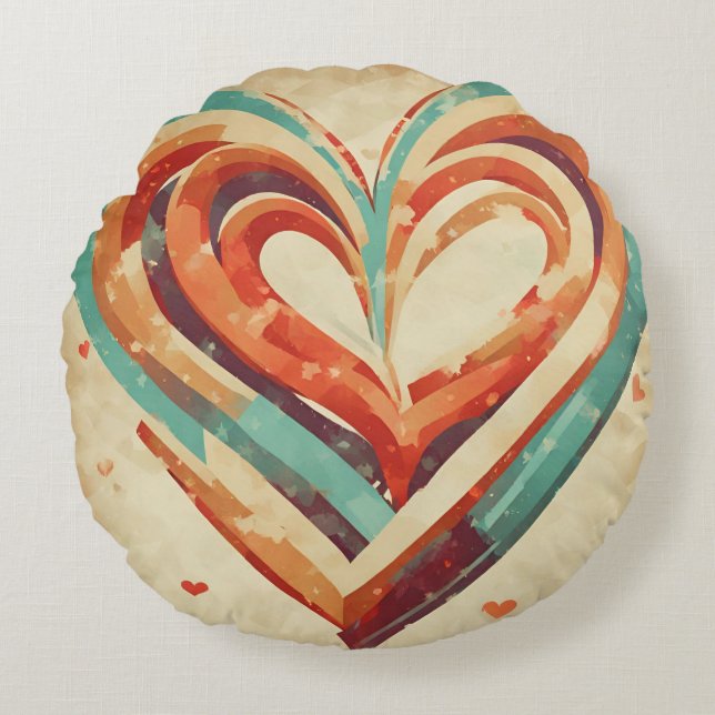 Hjärtformad retro rund kudde (Framsidan)