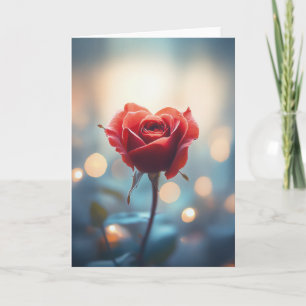 Hjärtformad Röd ros med Dreamy Bokeh Background Inbjudan