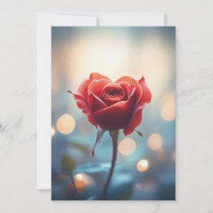 Hjärtformad Röd ros med Dreamy Bokeh Background Inbjudningar