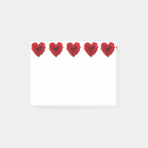 Hjärtformad Röd ros Post-it Block