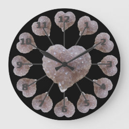 Hjärtformad Rosa Ametyst svart, akrylväggslås Stor Klocka