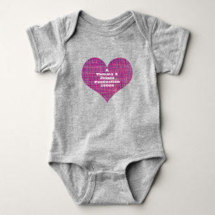 Hjärtformad Rosa Grid Baby One-Biet T Shirt