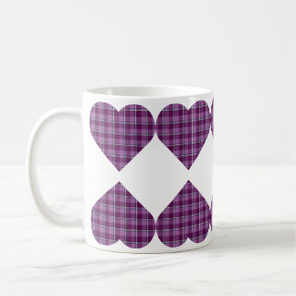 Hjärtformad rutig lila rosa kaffemugg