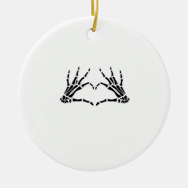 Hjärtformad Skeleton-Händer - unik konst för Skele Julgransprydnad Keramik (Framsidan)