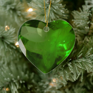 Hjärtformad smaragd julgransprydnad keramik