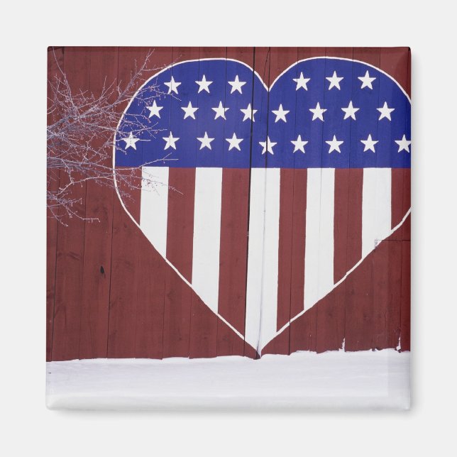 Hjärtformad Stars och stripes Magnet (Framsidan)