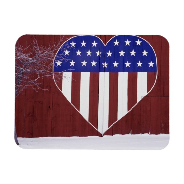 Hjärtformad Stars och stripes Magnet (Horisontell)