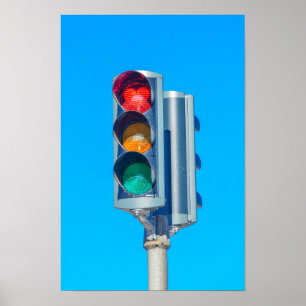 Hjärtformad stoppljus, Akureyri, Island Poster