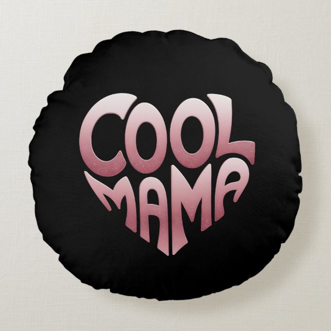 Hjärtformad typografi: COOLANS MAMMA Rund Kudde (Framsidan)