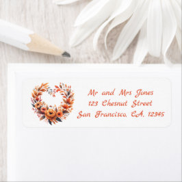 Hjärtformad vattenfärgad Blommigt Utandning - Fall Returadress Etikett