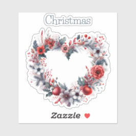 Hjärtformad vattenfärgad Blommigt Utandning - jul Klistermärken