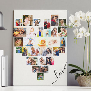 hjärtformade 29 Photo Collage Kärlek-skript Canvastryck