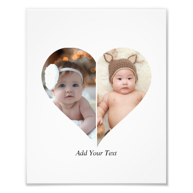 Hjärtformade 2 fotokollage fototryck (Framsidan)