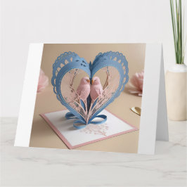 hjärtformade 3D-hälsningskort med fåglar Kort