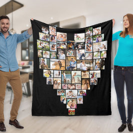 Hjärtformade 51 Photo Collage Editable Färg Fleecefilt