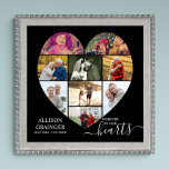 Hjärtformade 9 Fotokollage för alltid i våra hjärt Poster<br><div class="desc">Hjärtformade Photo Collage Funeral-tjänst poster som du också kan visning i kölvattnet eller firande i livets minnessamling. Fotomallen är inställd så att du kan lägga till bilder som visas i liggande, porträtt och fyrkantiga format för att automatiskt visning en hjärtform. Utformningen har skript för elegant och typografi i svartvitt och...</div>