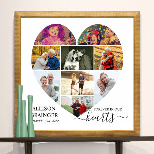 Hjärtformade 9 Photo Collage Forever i våra hjärta Poster