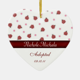 Hjärtformade adoptionmeddelande Keepsa för Julgransprydnad Keramik