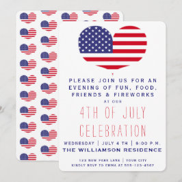 Hjärtformade amerikansk Flagga | 4 juli Inbjudningar