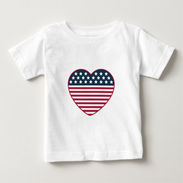 Hjärtformade amerikansk Flagga T Shirt (Framsida)