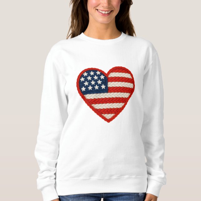 Hjärtformade, amerikanska flagga t shirt (Framsida)