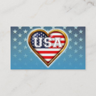 Hjärtformade amerikanska flaggan visitkort