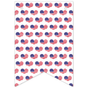 Hjärtformade amerikanska flaggantryck 4th Juli Vimplar