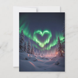 Hjärtformade Aurora Borealis Julkort