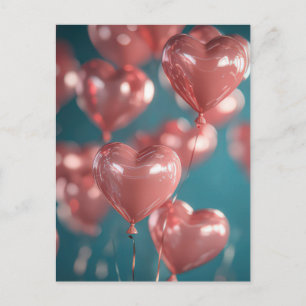 Hjärtformade ballonger Alla hjärtans dags hälsning Vykort