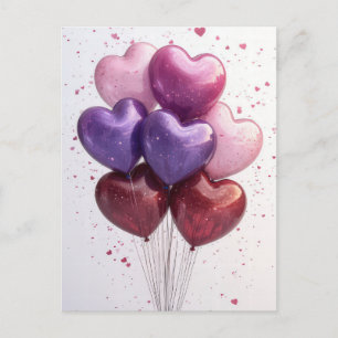 Hjärtformade ballonger Valentinets Hälsning Vykort