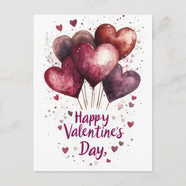 Hjärtformade ballonger Valentinets Hälsning Vykort (Framsida)