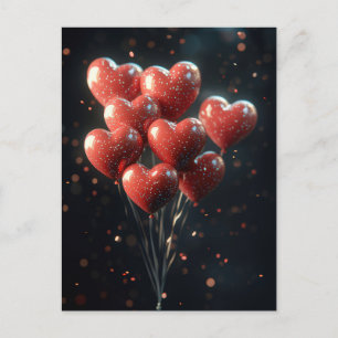 Hjärtformade ballonger Valentinets Hälsning Vykort