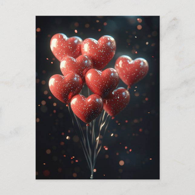 Hjärtformade ballonger Valentinets Hälsning Vykort (Framsida)