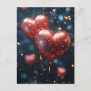 Hjärtformade ballonger Valentinets Hälsning Vykort