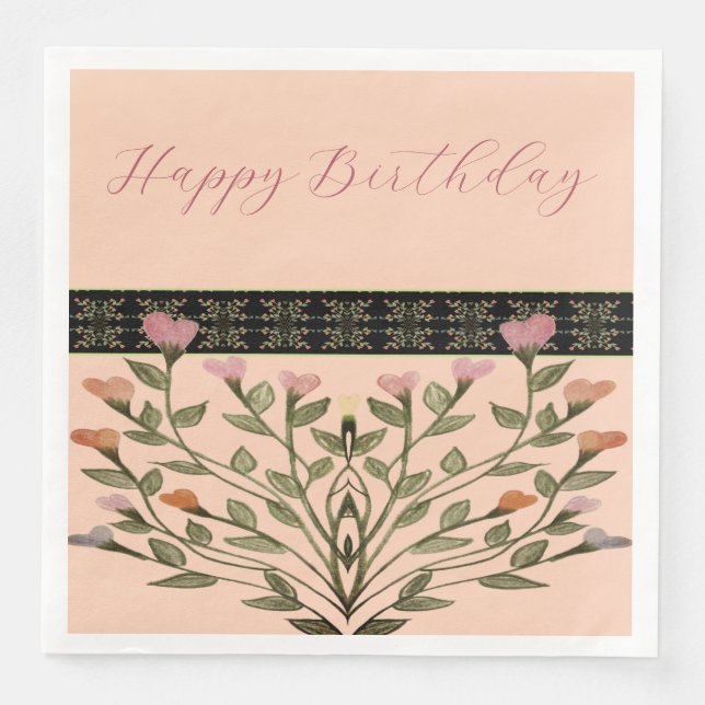 Hjärtformade Blommigt i fokus Pappersservett (Framsida)